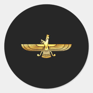 Faravahar Zarathustra Zoroastrian Farohar Farvahar Ronde Sticker