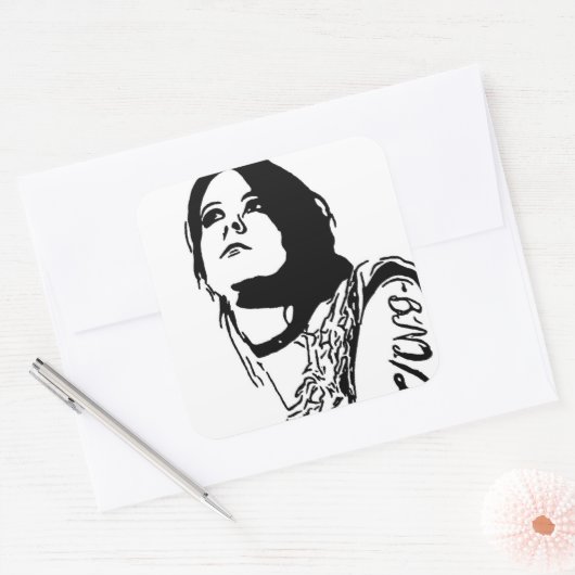 Faraway Stare Vierkante Sticker (Envelop)