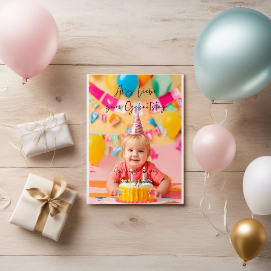 Farbenfrohe Alles Liebe zum Geburtstag 🍀 Briefkaart