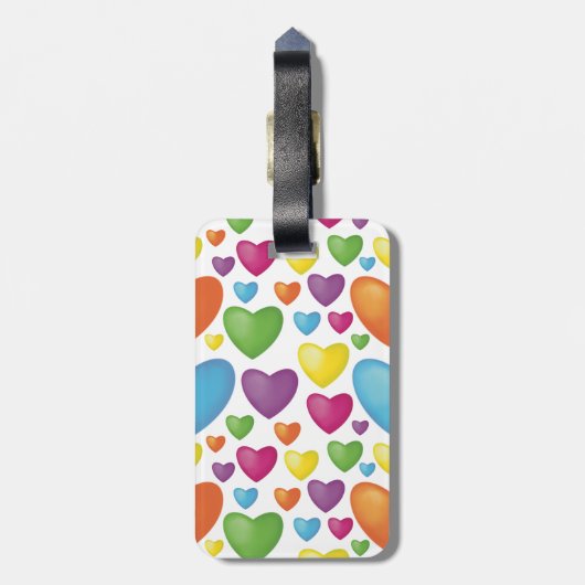 Farbenfrohe Herzen Bagagelabel (Achterkant verticaal)