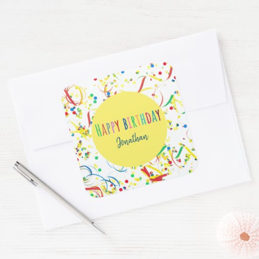 Farbenfrohe Konfetti Sticker Custom Aufkleber (Envelop)