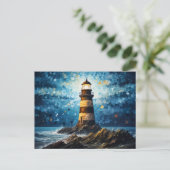 farbenfroher Leuchtturm maritime Lansdchaft Briefkaart (Staand voorkant)