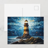 farbenfroher Leuchtturm maritime Lansdchaft Briefkaart (Voorkant / Achterkant)