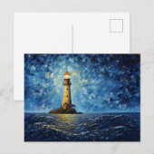 farbenfroher Leuchtturm maritime Lansdchaft Briefkaart (Voorkant / Achterkant)