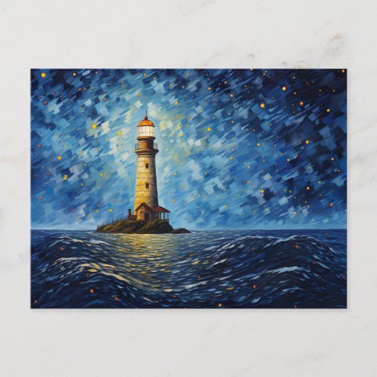 farbenfroher Leuchtturm maritime Lansdchaft Briefkaart (Voorkant)