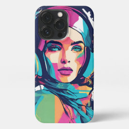 Farbexplosion der Moderne – Pop-Art Frauenportrait iPhone 13 Pro Hoesje