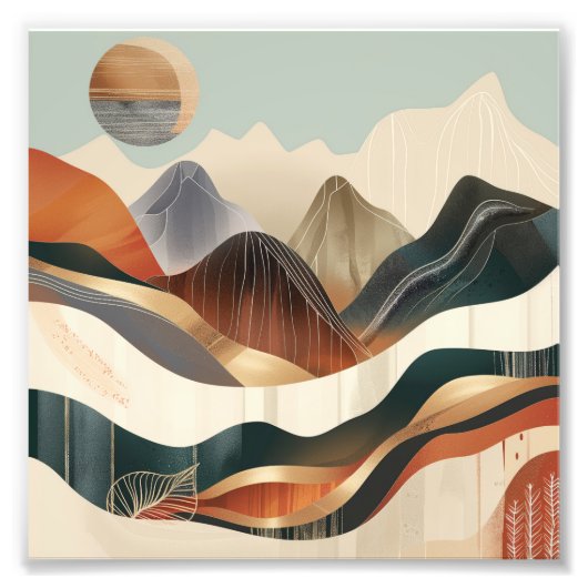 Farbharmonie in der Natur: Abstrakte Bergwelten Foto Afdruk (Voorkant)