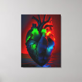 Farbig leuchtendes Herz über Wasser Canvas Afdruk (Voorkant)
