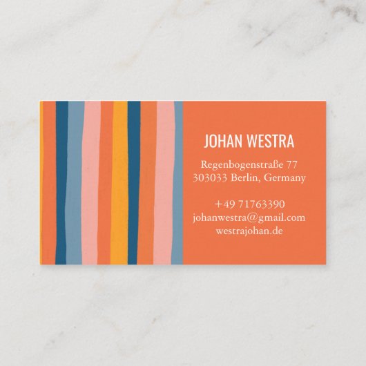 Farbig Minimalistisch Streifen-Orange Beruflich  Visitekaartje
