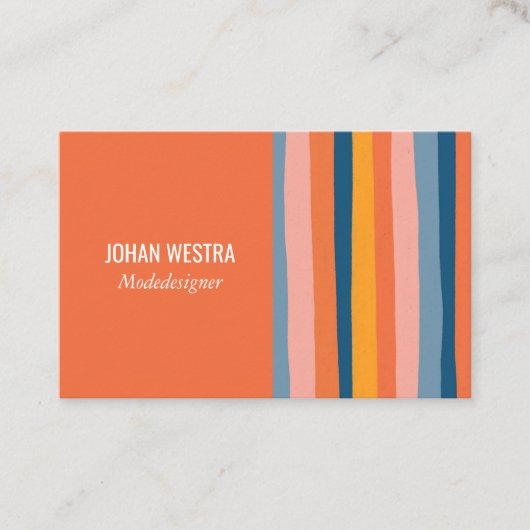 Farbig Minimalistisch Streifen-Orange Beruflich  Visitekaartje (Voorkant)