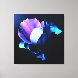 Farbig Strahlende Blüten in Dunkelheit Canvas Afdruk