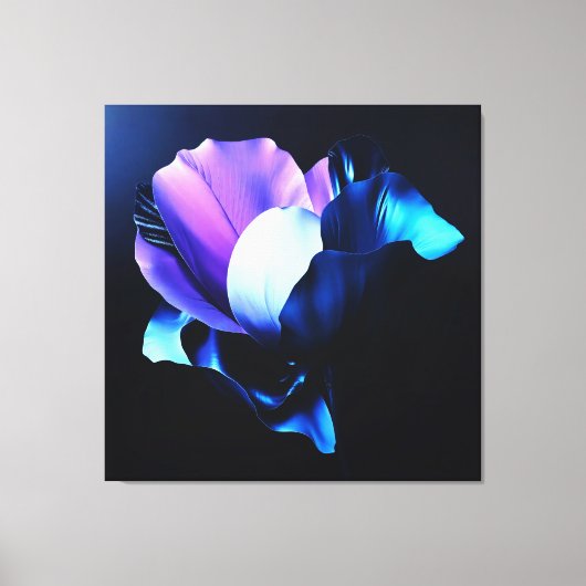 Farbig Strahlende Blüten in Dunkelheit Canvas Afdruk (Voorkant)