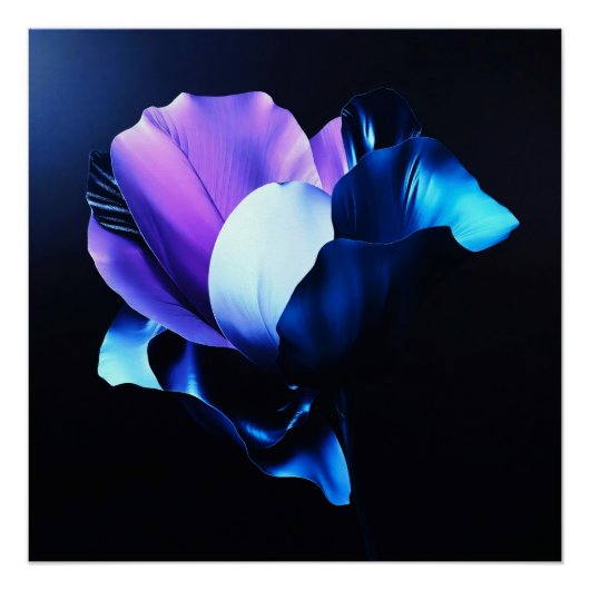 Farbig Strahlende Blüten in Dunkelheit Perfect Poster (Voorkant)