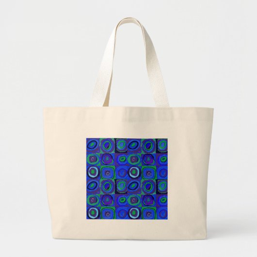 Farbstudies Quadrate Squares Blue Circles Grote Tote Bag (Voorkant)