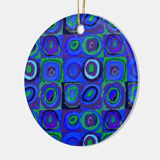 Farbstudies Quadrate Squares Blue Circles Keramisch Ornament (Links)