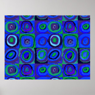 Farbstudies Quadrate Squares Blue Circles Poster