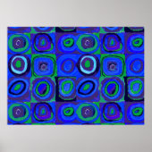 Farbstudies Quadrate Squares Blue Circles Poster (Voorkant)