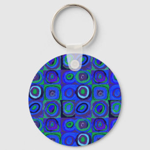 Farbstudies Quadrate Squares Blue Circles Sleutelhanger