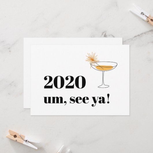 Farewell 2020 Modern Font Cocktail Kaart (Voorkant / Achterkant in situ)