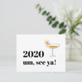 Farewell 2020 Prettige feestdagen Modern Font Cock Briefkaart (Staand voorkant)