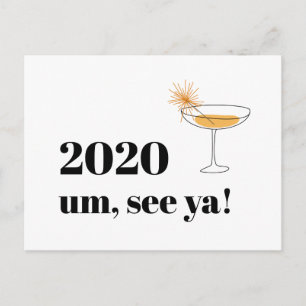Farewell 2020 Prettige feestdagen Modern Font Cock Briefkaart
