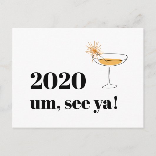 Farewell 2020 Prettige feestdagen Modern Font Cock Briefkaart (Voorkant)