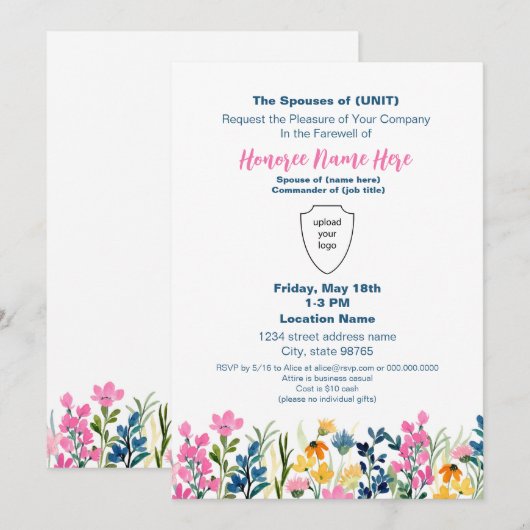 Farewell - Aangepaste Waterverf ventilator militai Kaart (Voorkant / Achterkant)