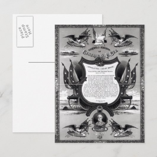 Farewell Adres van Generaal Robert E. Lee Briefkaart (Voorkant / Achterkant)