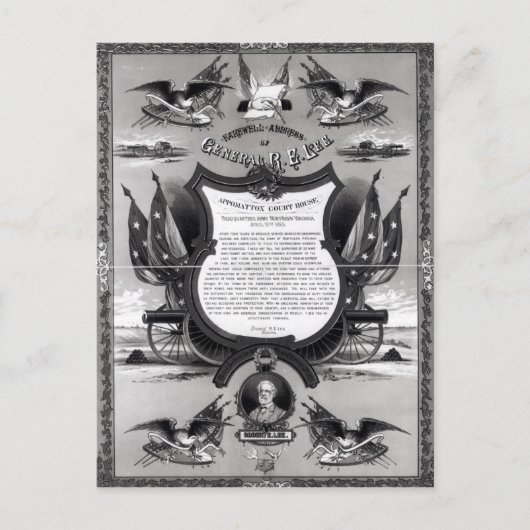 Farewell Adres van Generaal Robert E. Lee Briefkaart (Voorkant)