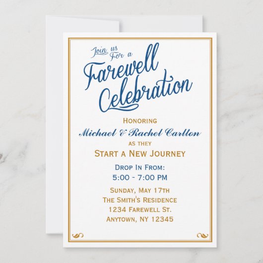 Farewell Celebration Going Away Invitation Navy Kaart (Voorkant)