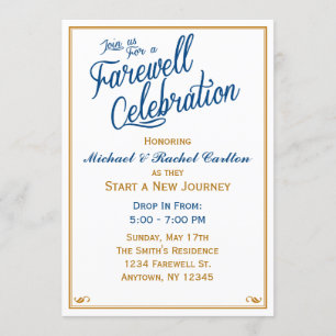 Farewell Celebration Going Away Invitation Navy Kaart