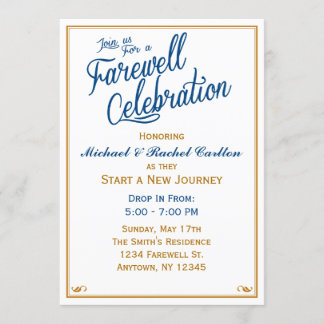 Farewell Celebration Going Away Invitation Navy Kaart