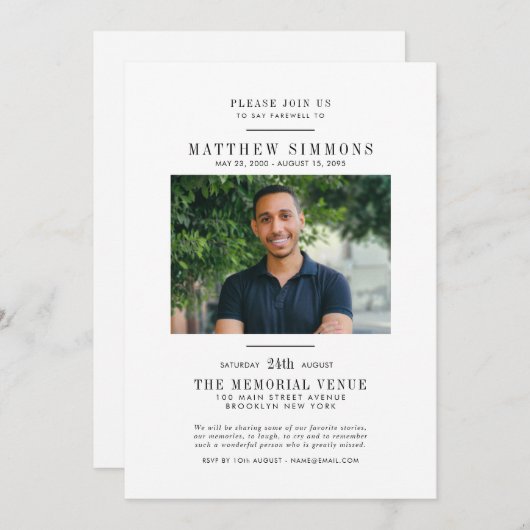 Farewell Funeral Service: viering van Life Photo F Kaart (Voorkant / Achterkant)