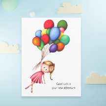 Farewell Girl met kleurrijke ballonnen gepersonali
