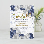 Farewell Goodbye Retirement Blue Silver Gold Kaart (Staand voorkant)