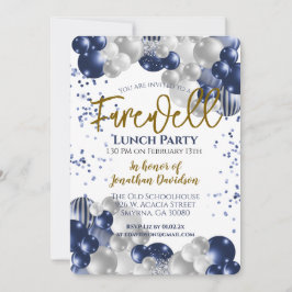 Farewell Goodbye Retirement Blue Silver Gold Kaart