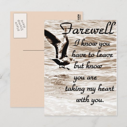 Farewell, ik zal je missen briefkaart (Voorkant / Achterkant)