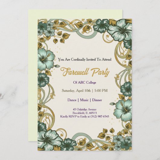 Farewell Invitation Template Kaart (Voorkant / Achterkant)