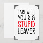 Farewell, je grote Wenskaart met een domme lever. Kaart (Voorkant / Achterkant)