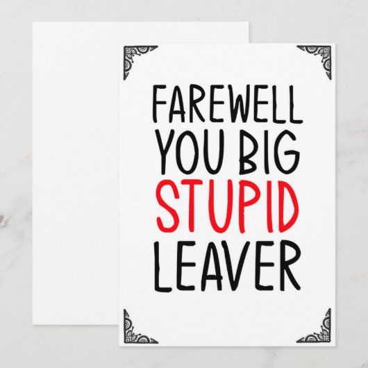 Farewell, je grote Wenskaart met een domme lever. Kaart (Voorkant / Achterkant)