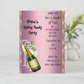 Farewell Party Invitation Card Good Dag Roze Kaart (Staand voorkant)