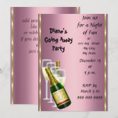 Farewell Party Invitation Card Good Dag Roze Kaart (Voorkant / Achterkant)