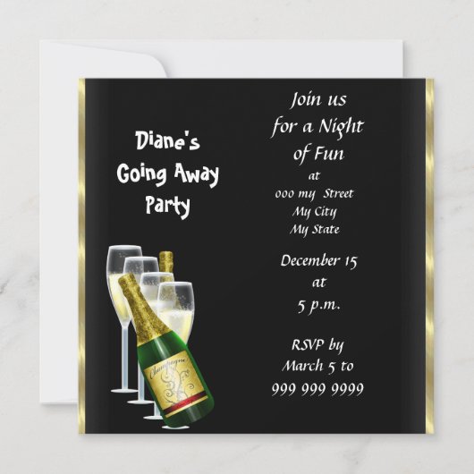 Farewell Party Invitation Kaart Good Dag Black (Voorkant)