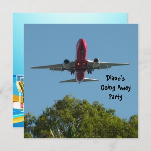 Farewell Party Invitation Plane Good Dag Kaart (Voorkant / Achterkant)