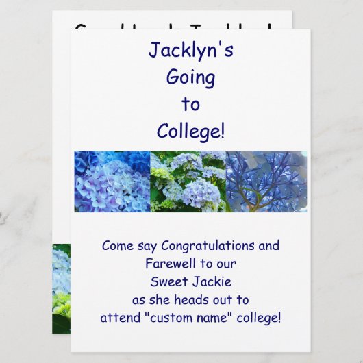 Farewell Party Invitations Blue Hydrangeas Kaart (Voorkant / Achterkant)