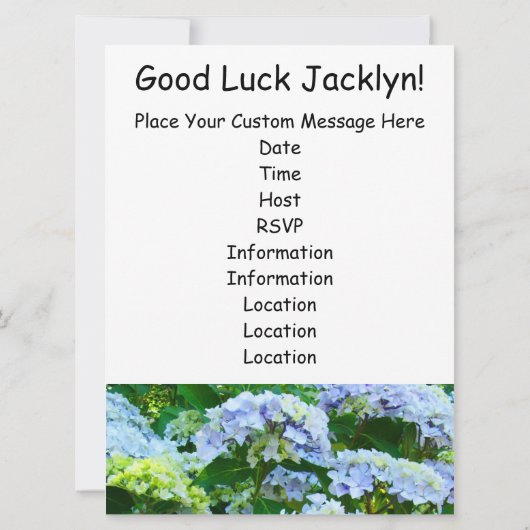 Farewell Party Invitations Blue Hydrangeas Kaart (Achterkant)