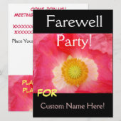 FAREWELL Party Invitations Cards Pink Poppy Kaart (Voorkant / Achterkant)