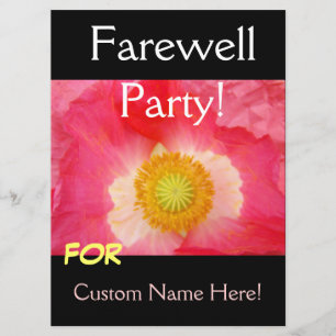 FAREWELL Party Invitations Cards Pink Poppy Kaart