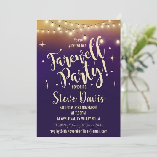 Farewell Party nodigt licht uit voor moderne pensi Kaart (Staand voorkant)