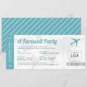 Farewell Party Travel Theme Boarding Pass Invite Kaart (Voorkant / Achterkant)